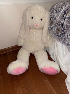 Giant Plush Bunny - White with Pink Accents